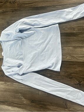 Garage Pale Blue Square Neck Long Sleeve Top